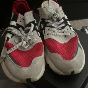 Red, white, black, gray. Adidas Nite Jogger. Size 5Y. No box. Gently used.